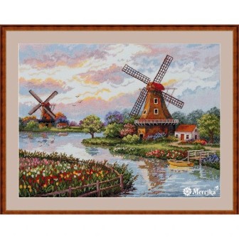 Merejka Stickset über die Holländische Windmühlen 