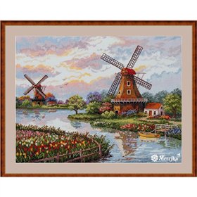 Merejka Kit de broderie Moulins à vent hollandais