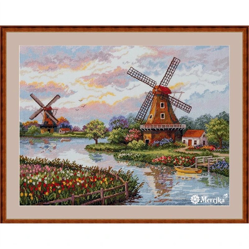 Embroidery kit Dutch Windmills Embroidery kit Dutch Windmills