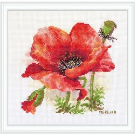 Merejka Kit de broderie Coquelicot rouge