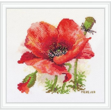 Merejka Stickset über die Roter Mohn 