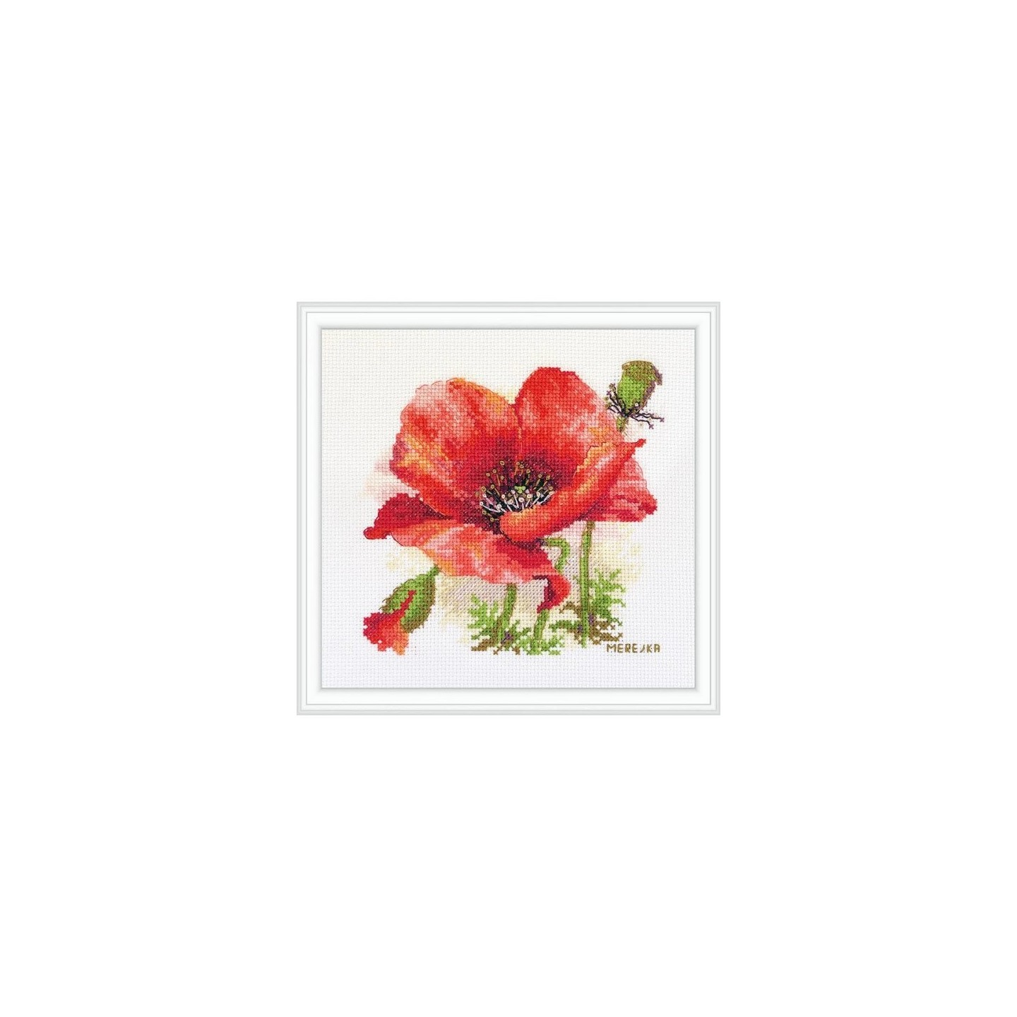 Merejka Stickset über die Roter Mohn 