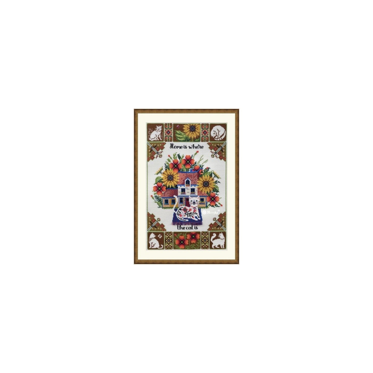 Merejka Embroidery kit Home is where the cat is