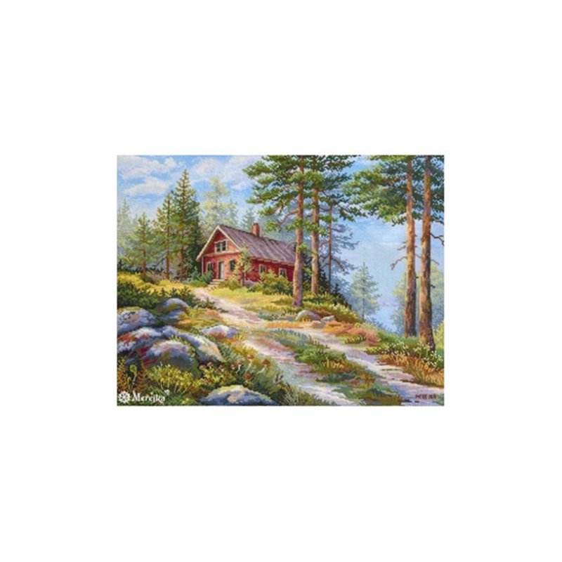 Embroidery kit    Red Cabin in the Woods