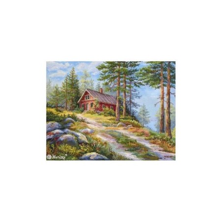 Merejka Kit de broderie « Cabane rouge dans les bois »