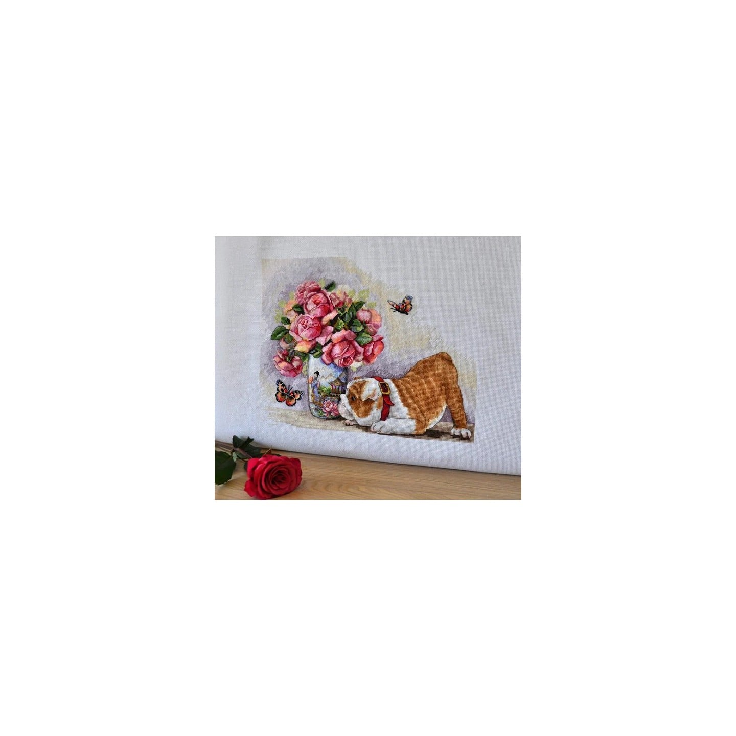 Merejka Embroidery kit Bulldog & Butterflies