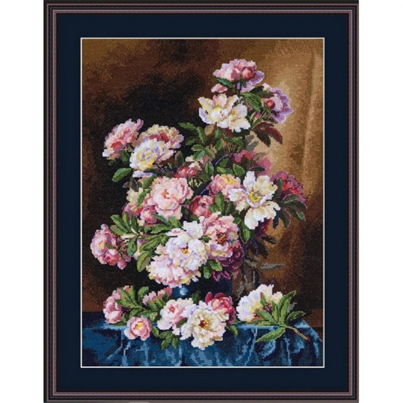 Kit de broderie Pivoines luxuriantes Kit de broderie Pivoines luxuriantes