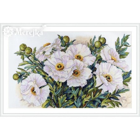 Borduurpakket Witte bloemen