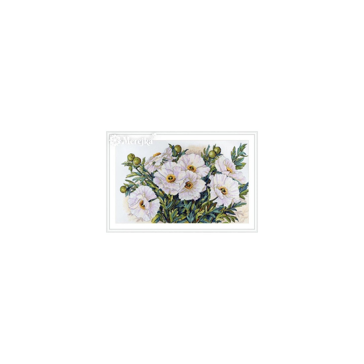 Borduurpakket Witte bloemen