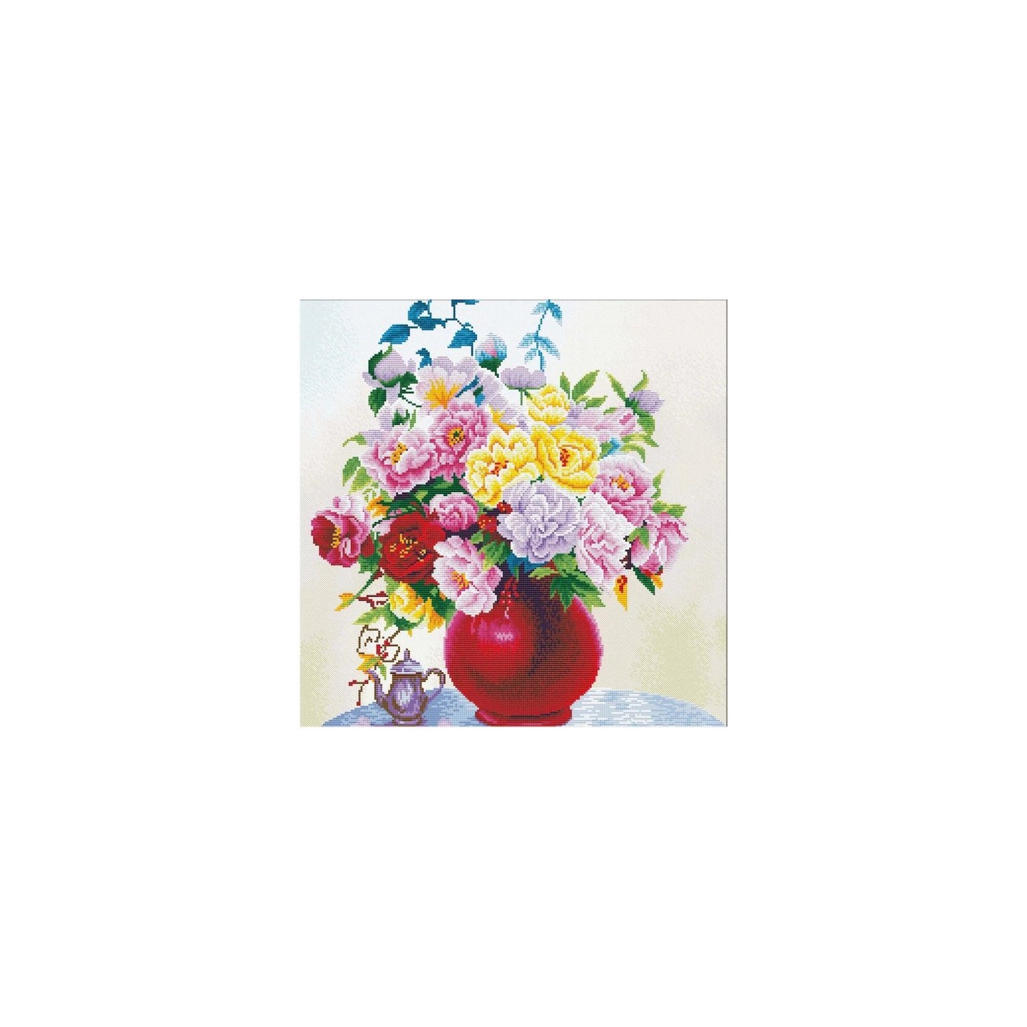 Kit de broderie Rosa centifolia dans un vase