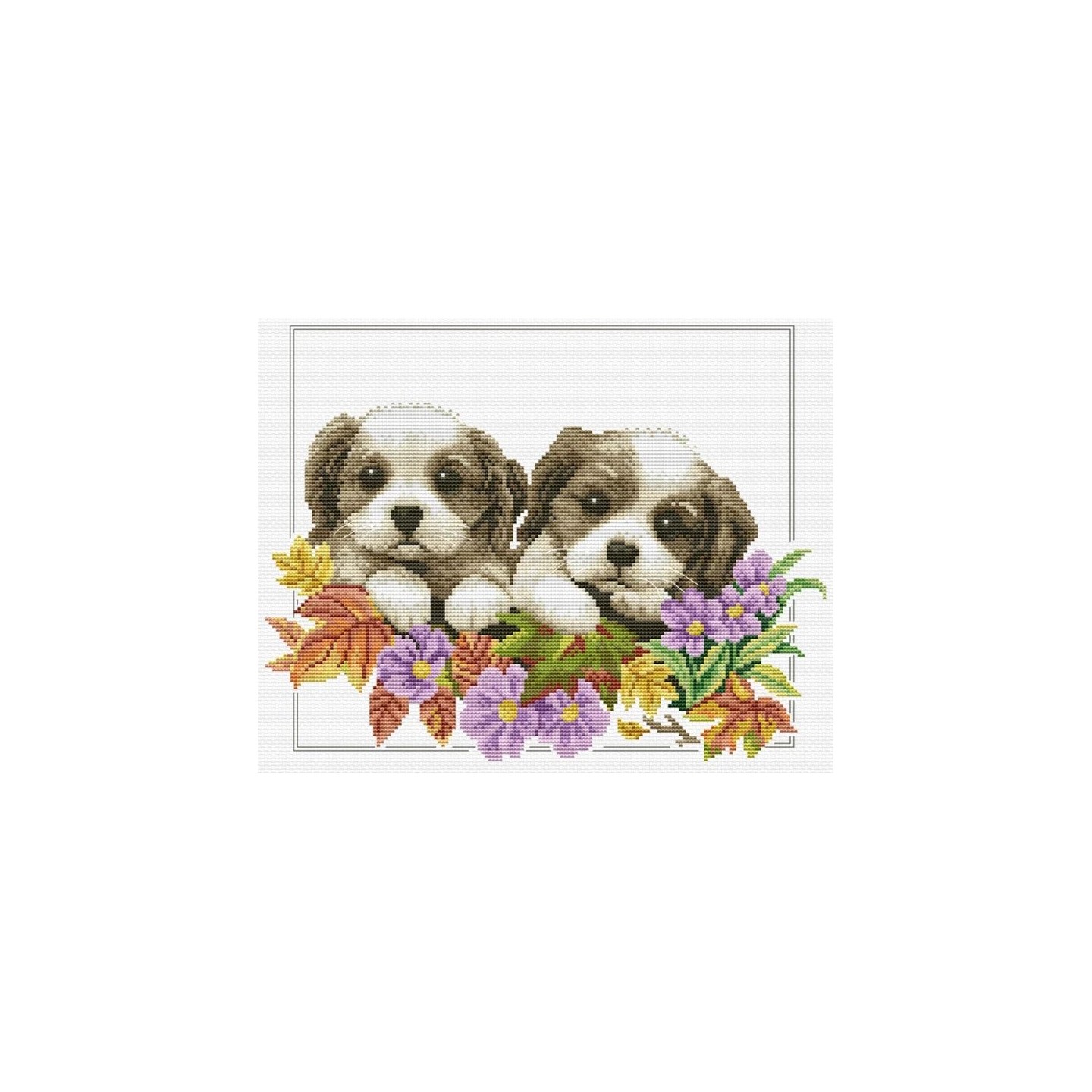 Kit de broderie Chiots qui regardent