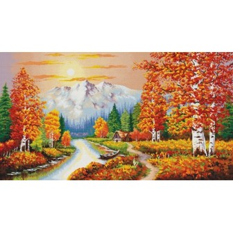 Kit de broderie Un coucher de soleil flamboyant