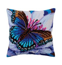 Borduurkussen Vlinderachtige turquoise 5313