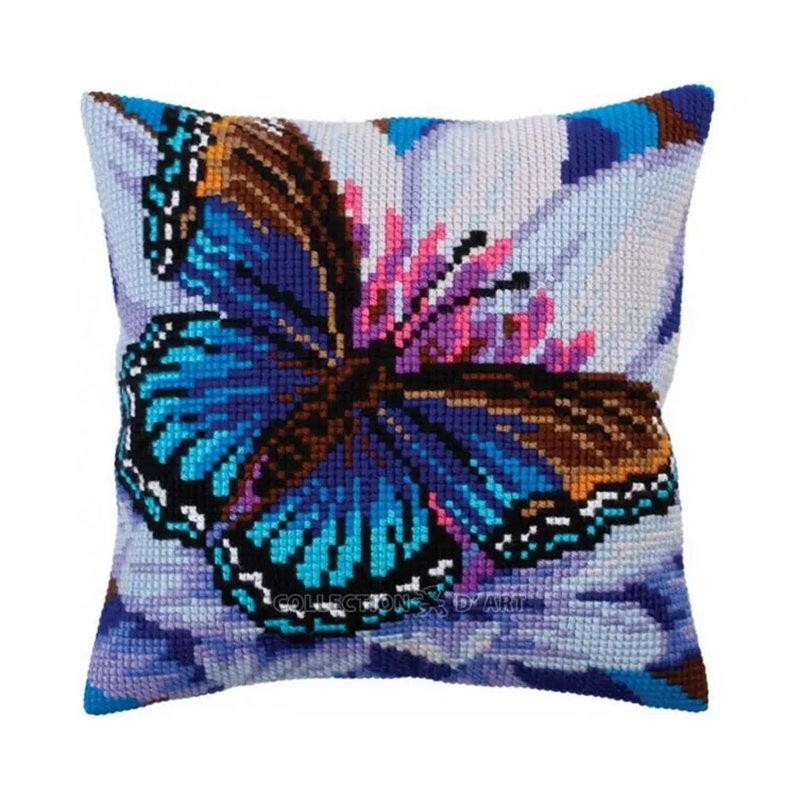 Borduurkussen Vlinderachtige turquoise 5313