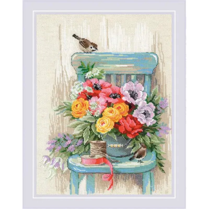 Borduurpakket Tuinbloemen Borduurpakket Tuinbloemen