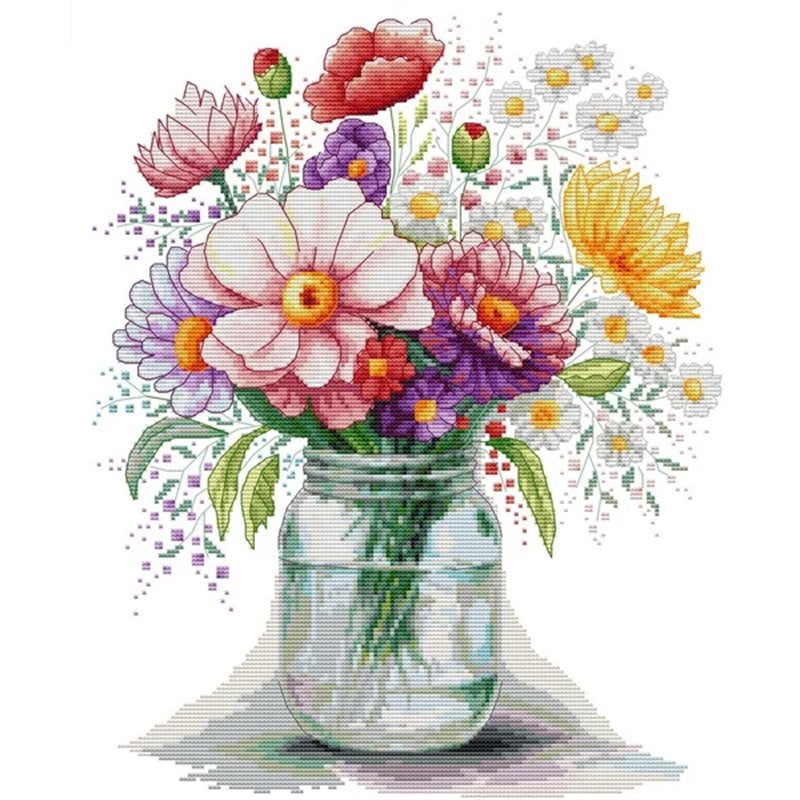 Stickset Wildblumenvase Stickset Wildblumenvase