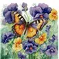 Embroidery kit Butterfly with Pansies