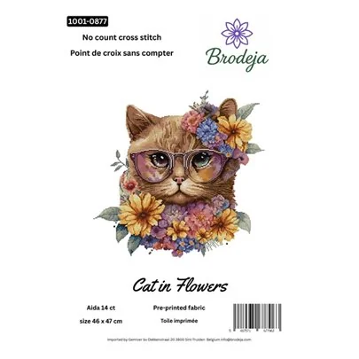 Stickset Katze in Blumen