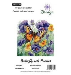 Embroidery kit Butterfly with Pansies