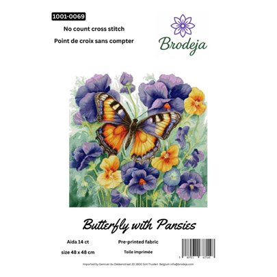 Borduurpakket Vlinder met violetjes