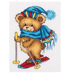 Stickset Skifahrender Bär