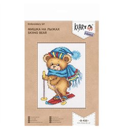 Stickset Skifahrender Bär