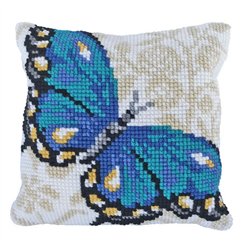 Kreuzstichkissen Blauer Schmetterling