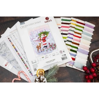 Luca-S Kit de broderie Le Père Noël avec son sapin