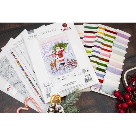 Stickset Weihnachtsmann mit Baum