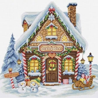 Borduurpakket De winkel van de Kerstman