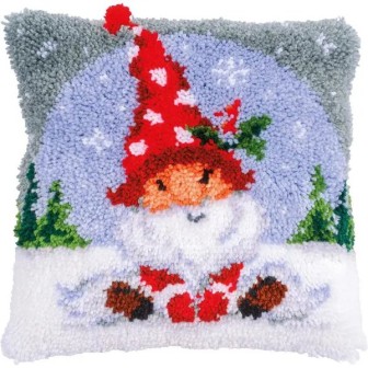 Knoopkussen kit Kerstkabouter in de sneeuw 201456