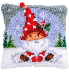 Knoopkussen kit Kerstkabouter in de sneeuw 201456