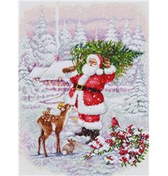 Stickset Weihnachtsmann mit Baum Stickset Weihnachtsmann mit Baum