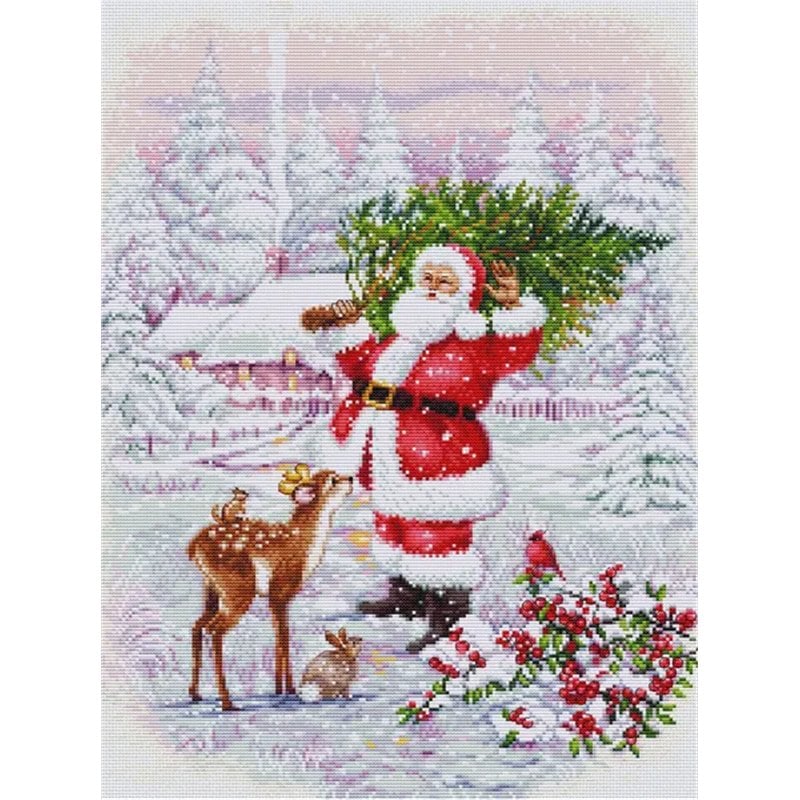 Stickset Weihnachtsmann mit Baum Stickset Weihnachtsmann mit Baum