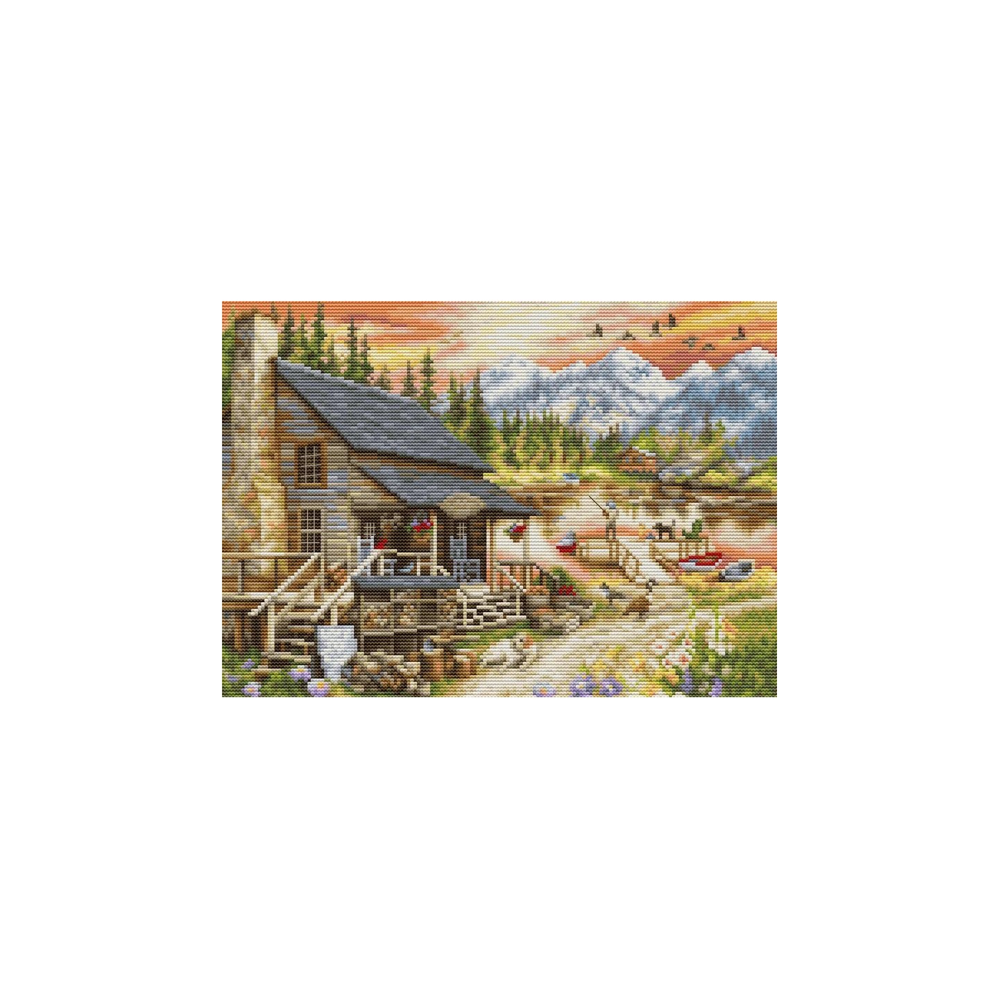 Kit de broderie Magasin général en cabane en rondins