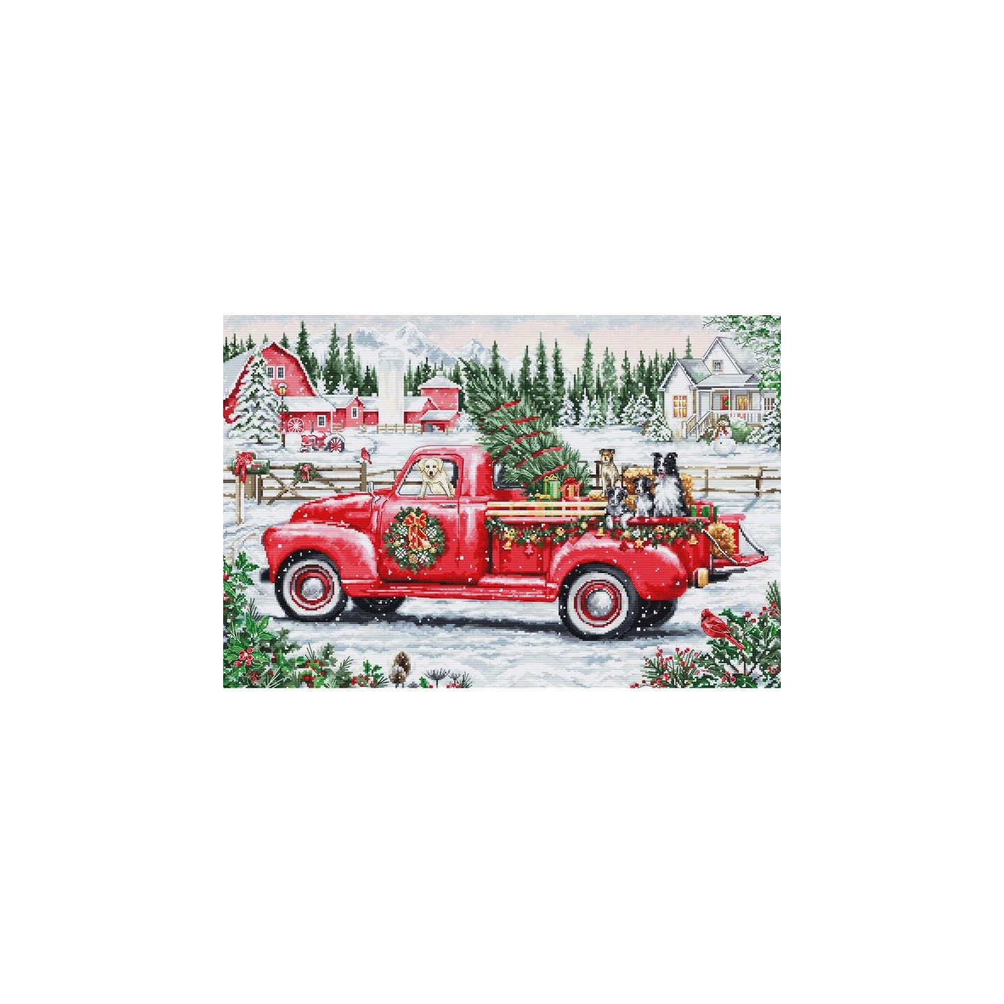 Kit de broderie Camion rouge de Noël