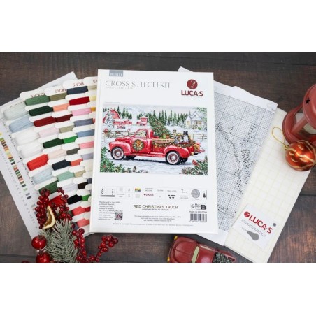 Embroidery kit Red Christmas Truck