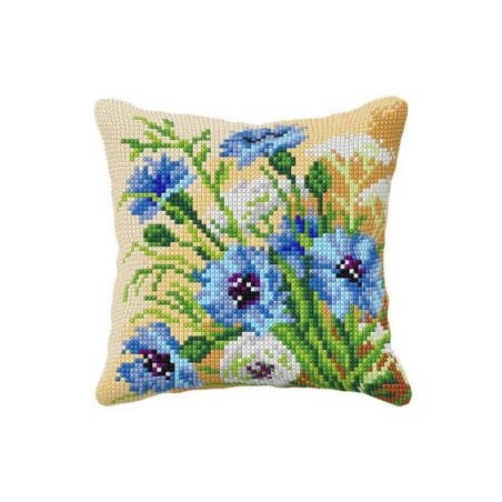 Kit coussin au point croix Bleuets 99118