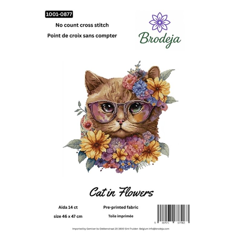 Kit de broderie Chat dans les fleurs Kit de broderie Chat dans les fleurs