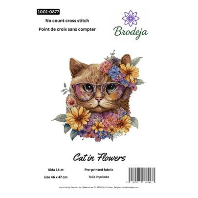 Embroidery kit Cat in flowers