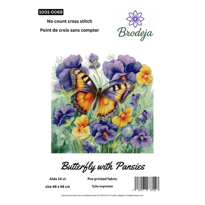 Embroidery kit Butterfly with Pansies Embroidery kit Butterfly with Pansies
