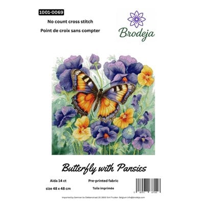 Borduurpakket Vlinder met violetjes