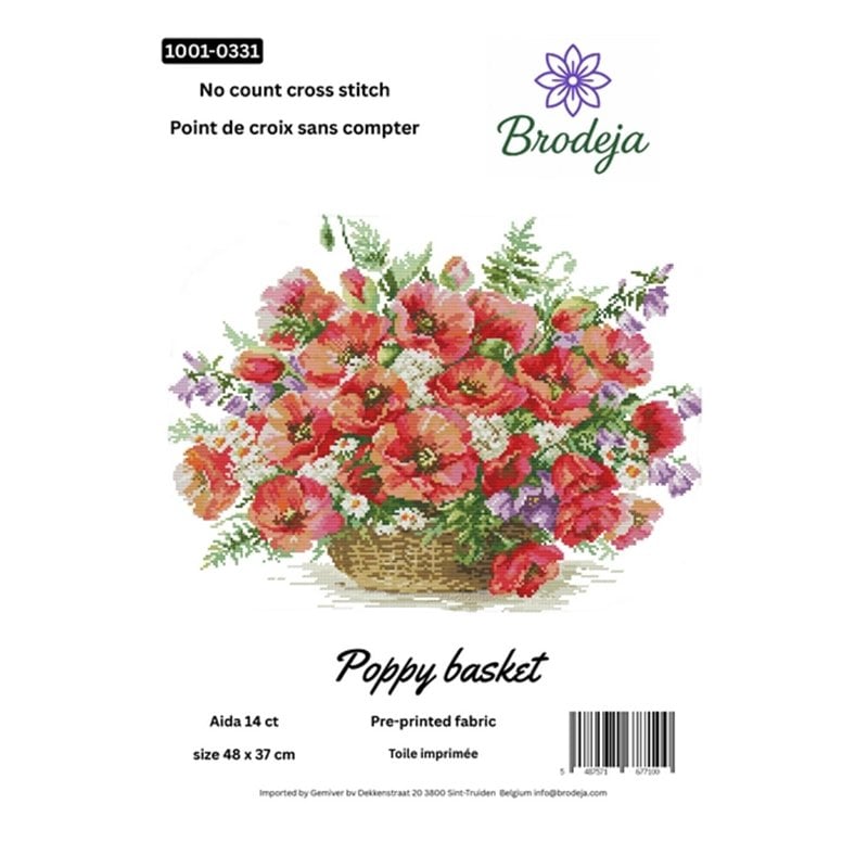 Borduurpakket Klaproosmand Borduurpakket Klaproosmand