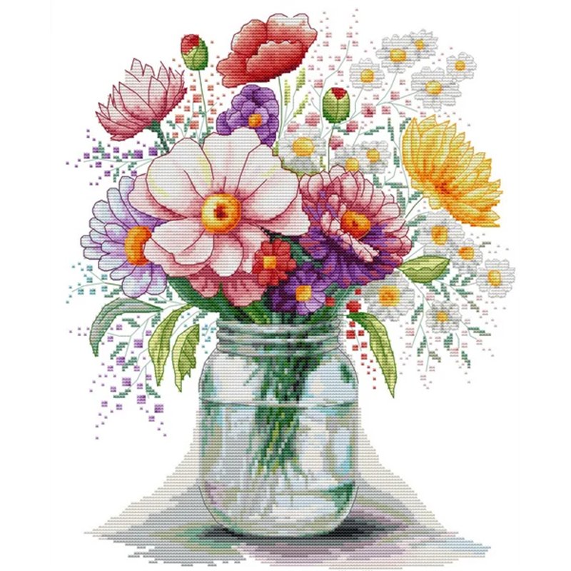 Kit de broderie Vase de fleurs sauvages