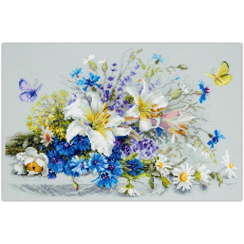 Kit de broderie Lys et bleuets Kit de broderie Lys et bleuets