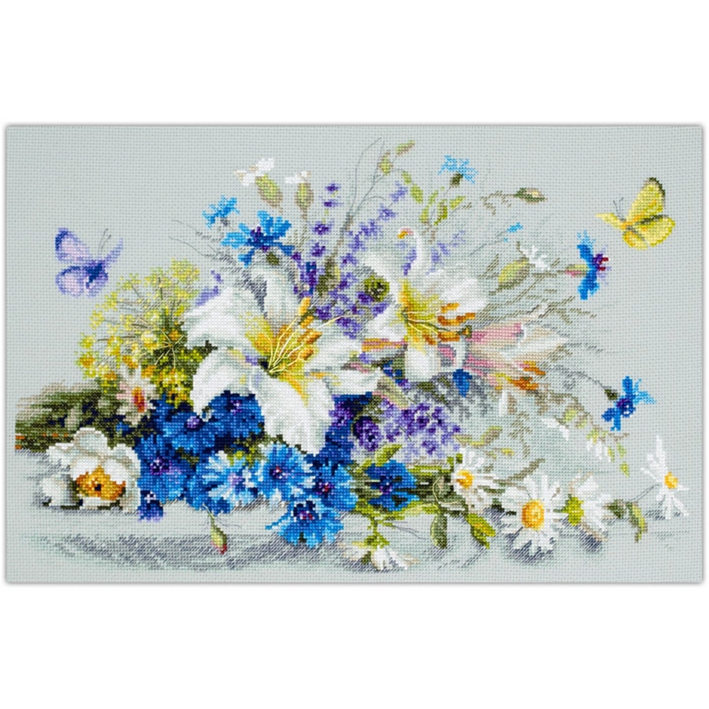 Stickset Lilien und Kornblumen