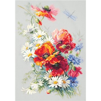 Stickset Mohnblumen und Gänseblümchen