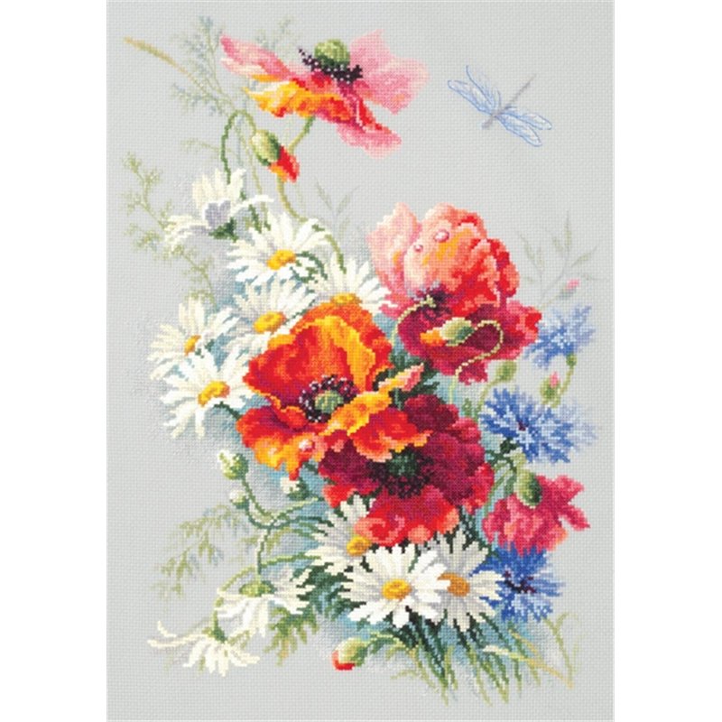Embroidery kit Poppies and Daisies Embroidery kit Poppies and Daisies