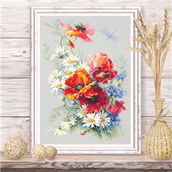 Kit de broderie Coquelicots et marguerites