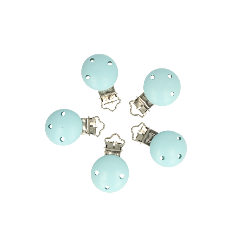 Holz Schnullerclip babyblau